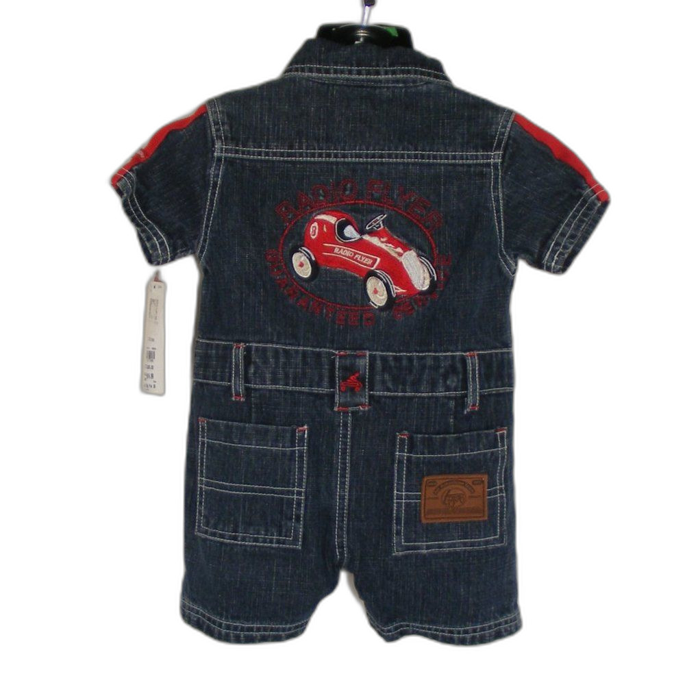 new! RADIO FLYER Denim Jumpsuit/Short-alls 6-9mo, short sleeves - Picture 4 of 15